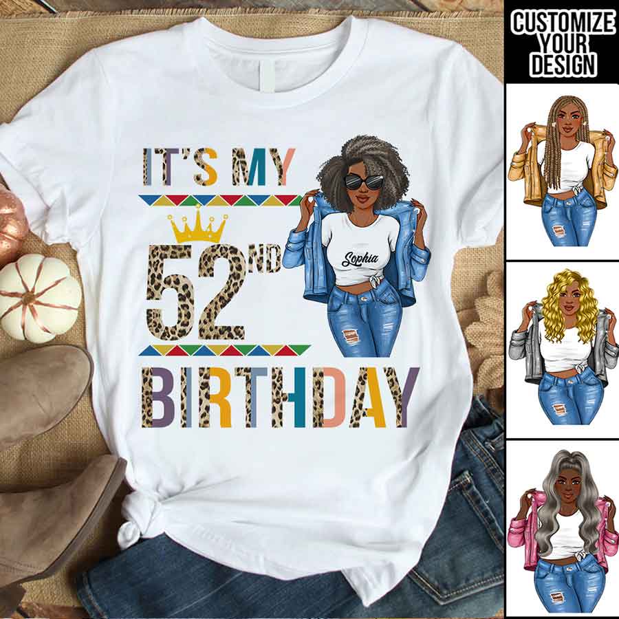 Personalized 52nd Birthday Shirts, Custom Birthday Shirts, Turning 52 Shirt, Gifts For Women Turning 52, 52 And Fabulous Shirt, 52nd Birthday Shirts For Her-YPT-HCT