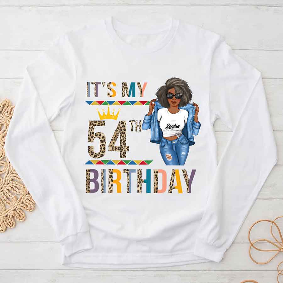 Personalized 54th Birthday Unique T Shirt For Woman, Custom Birthday Shirt, Her Gifts For 54 Years Old, Turning 54 Birthday Cotton Shirt-YPT-HCT