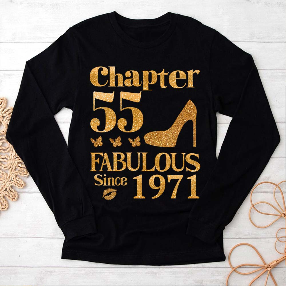 Chapter 55, Fabulous Since 1971 55th Birthday Unique T Shirt For Woman, Her Gifts For 55 Years Old , Turning 55 Birthday Cotton Shirt