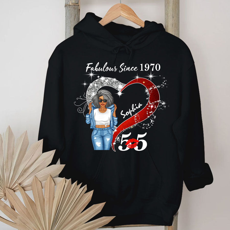 Custom Birthday Shirt, Her Gifts For 55 Years Old , Turning 55 Birthday Cotton Shirt, Fabulous Since 1970-TLQ