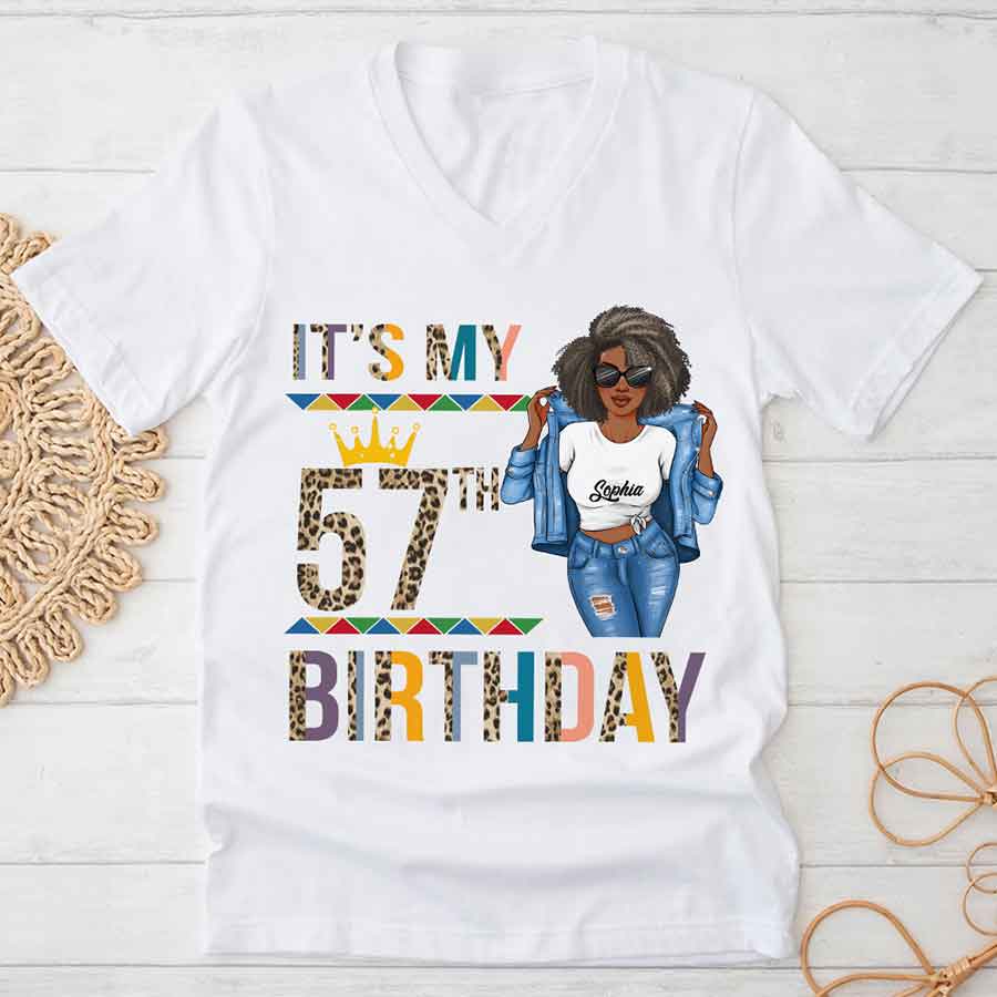 Personalized 57th Birthday Shirts, Custom Birthday Shirts, Turning 57 Shirt, Gifts For Women Turning 57, 57 And Fabulous Shirt, 57th Birthday Shirts For Her