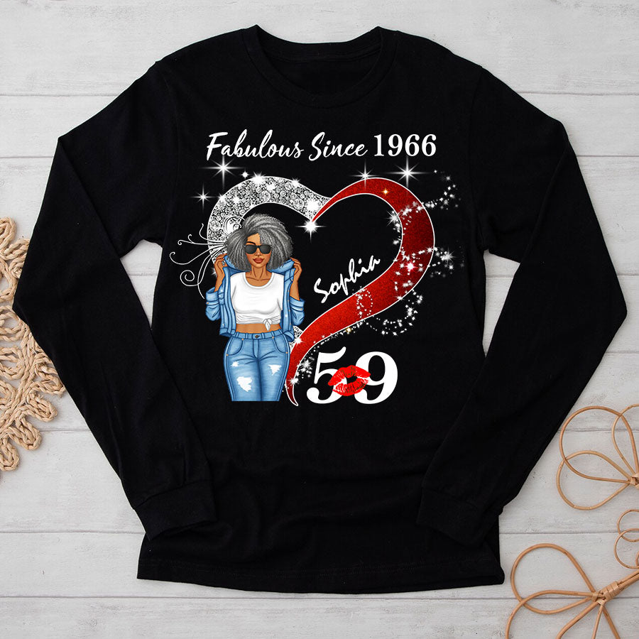 Custom Birthday Shirt, Her Gifts For 59 Years Old , Turning 59 Birthday Cotton Shirt, Fabulous Since 1966-TLQ