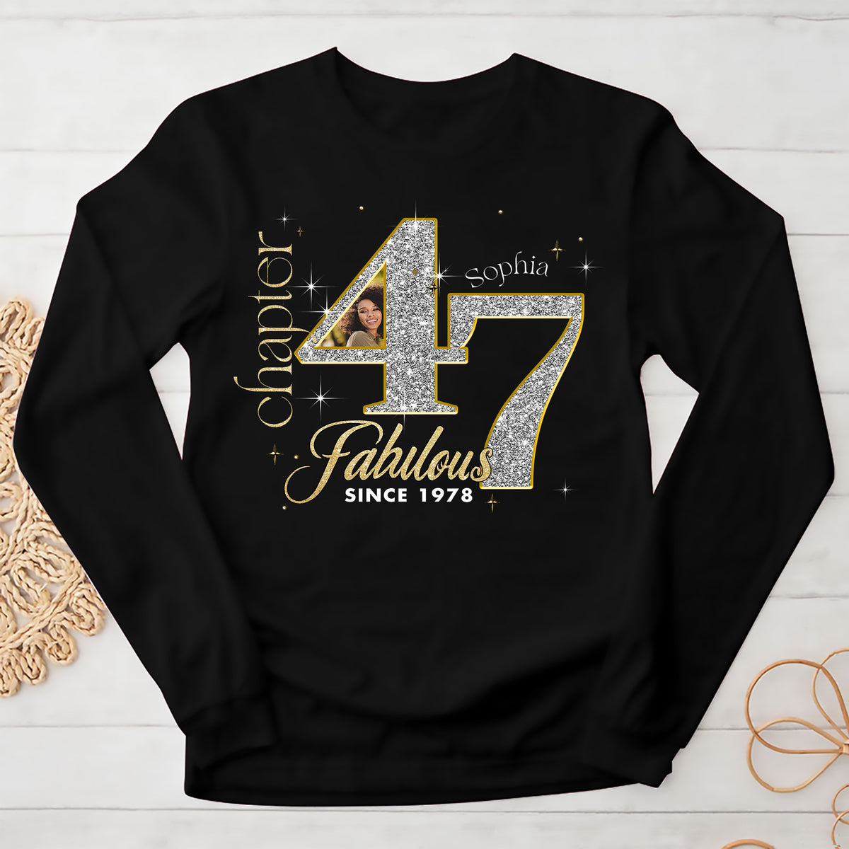 Custom Face Photo 47&#39;s Birthday Shirt, Fabulous Since 1978 47th Birthday Unique T Shirt For Woman, Custom Birthday Shirt, Her Gifts For 47 Years Old , Turning 47 Birthday Cotton Shirt-YPT-ALK