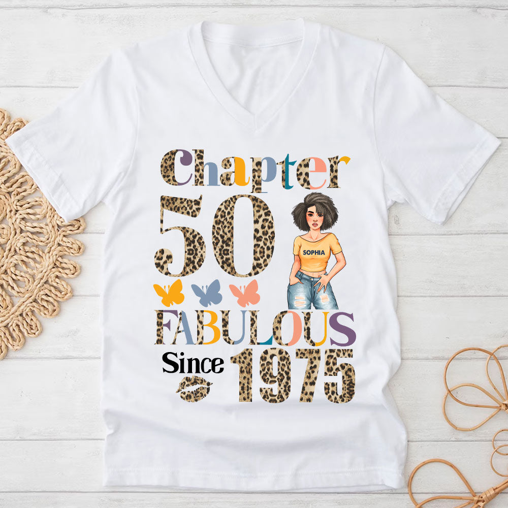 Chapter 50, Fabulous Since 1975 50th Birthday Unique T Shirt For Woman, Custom Birthday Shirt, Her Gifts For 50 Years Old , Turning 50 Birthday Cotton Shirt - YPT-HCT