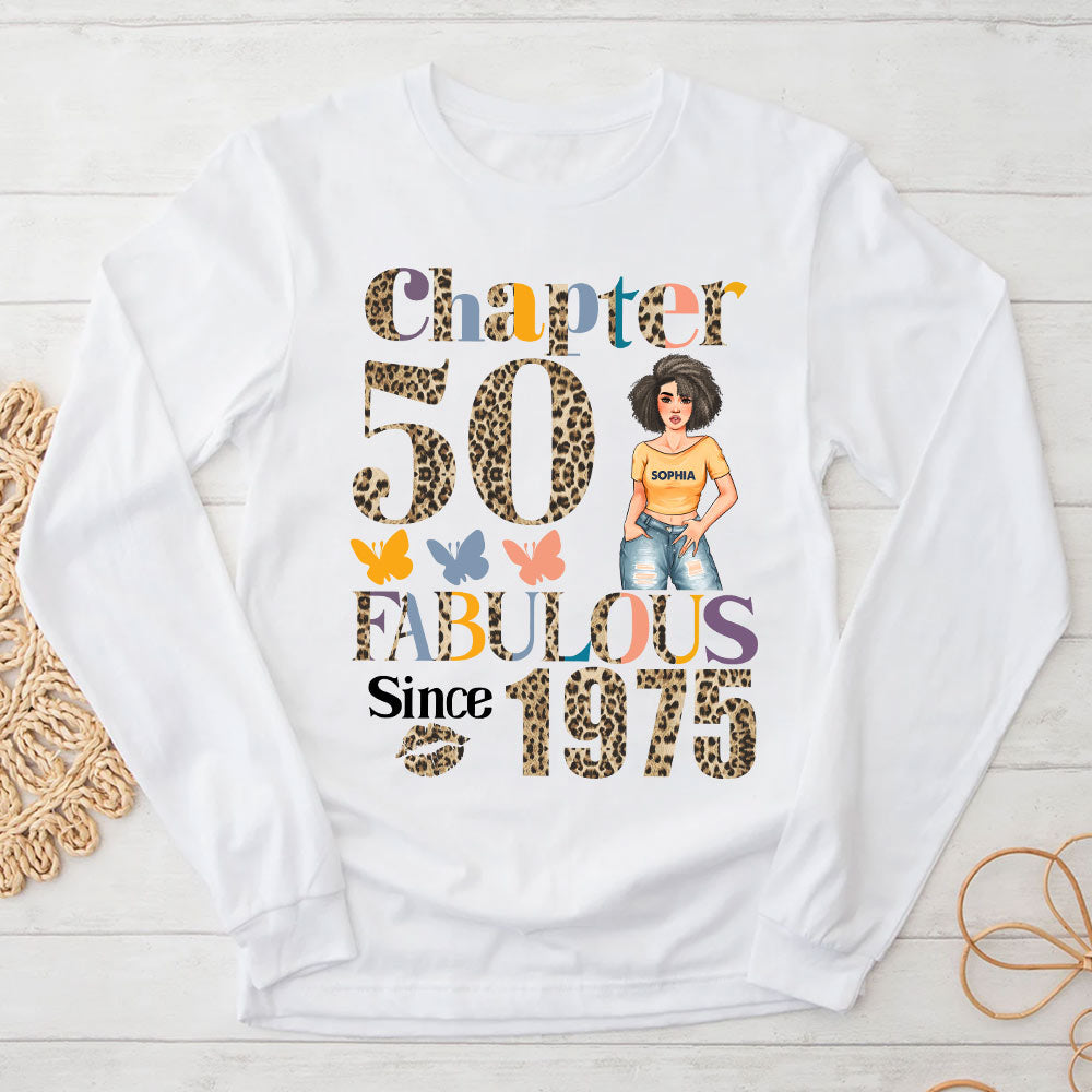 Chapter 50, Fabulous Since 1975 50th Birthday Unique T Shirt For Woman, Custom Birthday Shirt, Her Gifts For 50 Years Old , Turning 50 Birthday Cotton Shirt - YPT-HCT