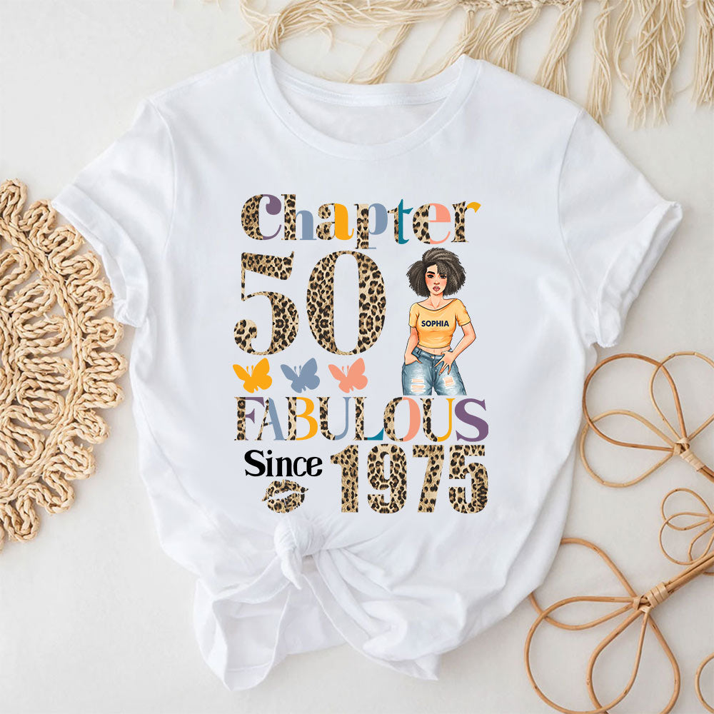 Chapter 50, Fabulous Since 1975 50th Birthday Unique T Shirt For Woman, Custom Birthday Shirt, Her Gifts For 50 Years Old , Turning 50 Birthday Cotton Shirt - YPT-HCT