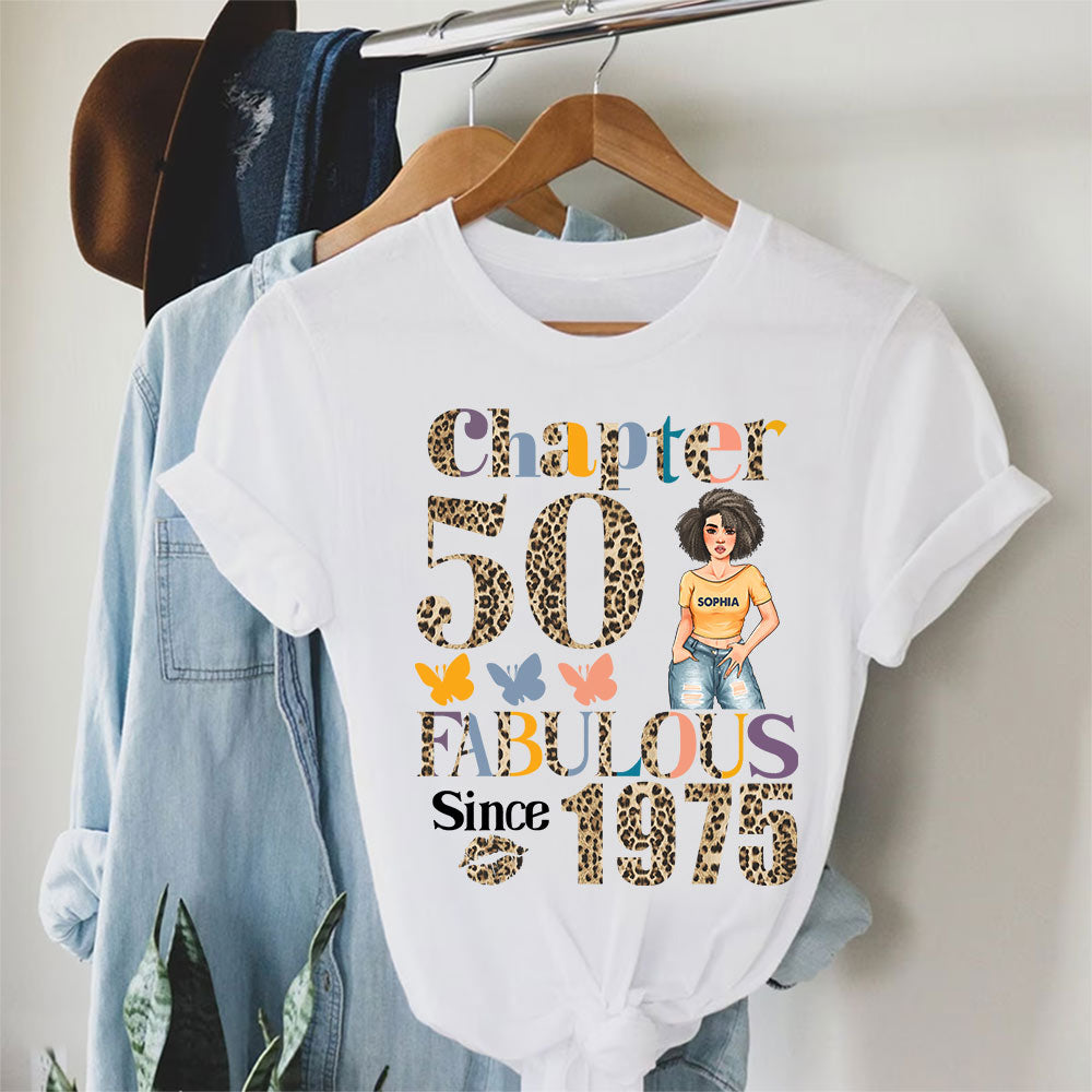 Chapter 50, Fabulous Since 1975 50th Birthday Unique T Shirt For Woman, Custom Birthday Shirt, Her Gifts For 50 Years Old , Turning 50 Birthday Cotton Shirt - YPT-HCT