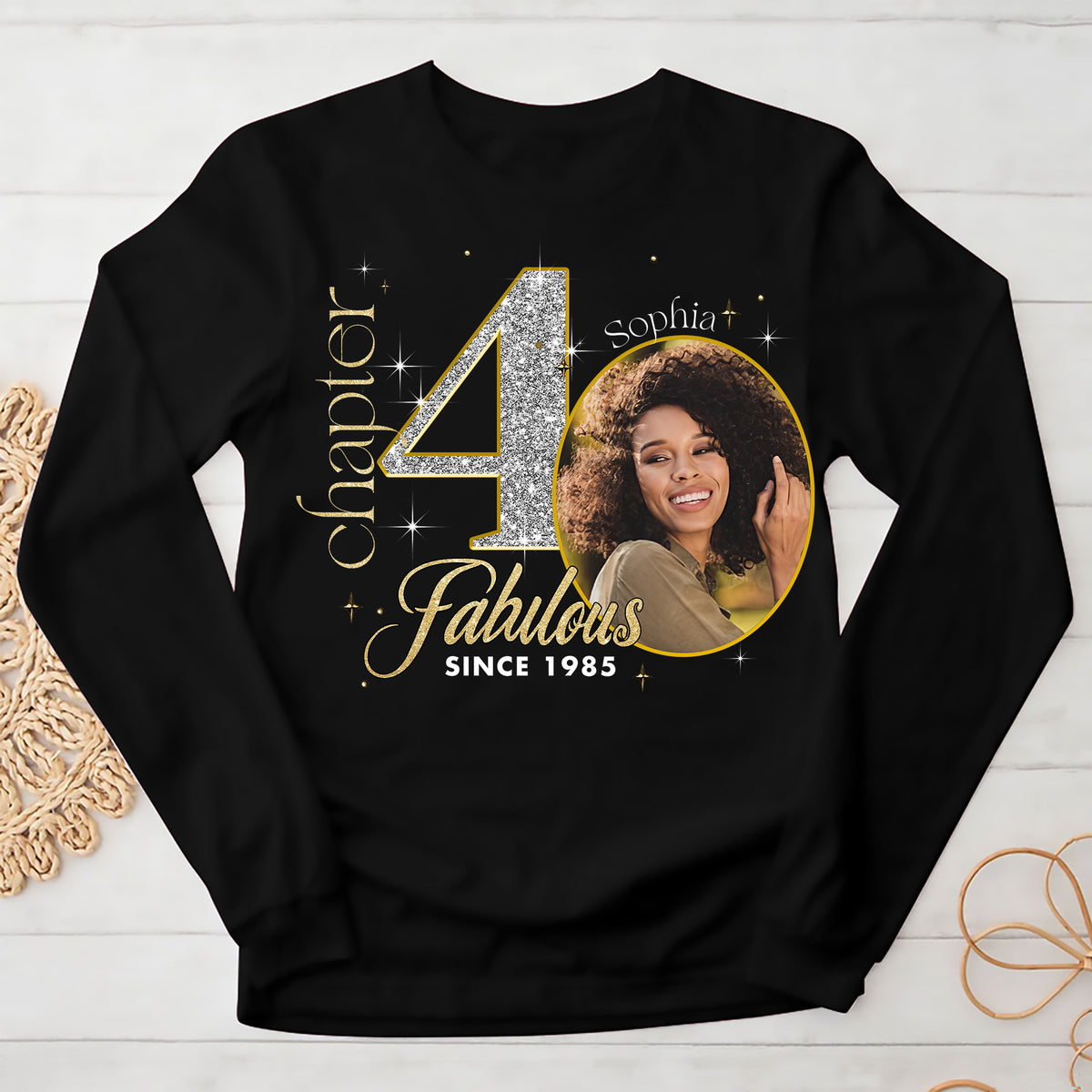 Custom Face Photo 40&#39;s Birthday Shirt, Fabulous Since 1985 40th Birthday Unique T Shirt For Woman, Custom Birthday Shirt, Her Gifts For 40 Years Old , Turning 40 Birthday Cotton Shirt-YPT-ALK