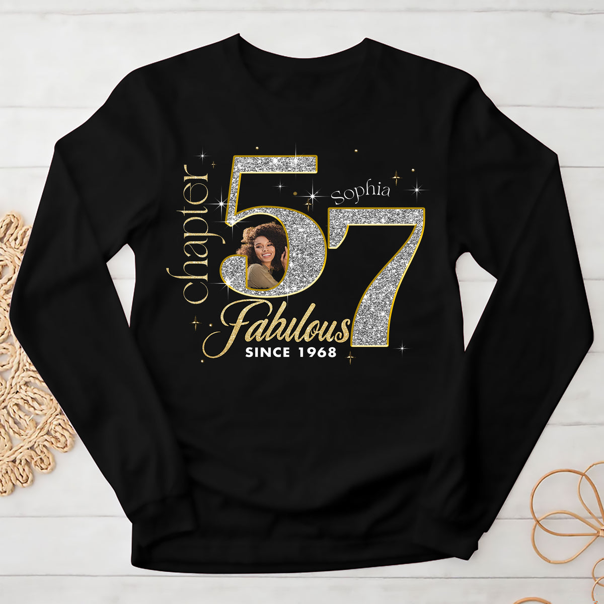 Custom Face Photo 57&#39;s Birthday Shirt, Fabulous Since 1968 57th Birthday Unique T Shirt For Woman, Custom Birthday Shirt, Her Gifts For 57 Years Old , Turning 57 Birthday Cotton Shirt-YPT-ALK