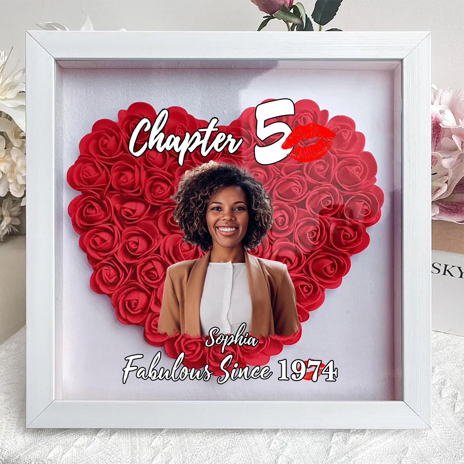 Personalized Flower Shadow Box - Gifts For Women Turning 50 - HMT