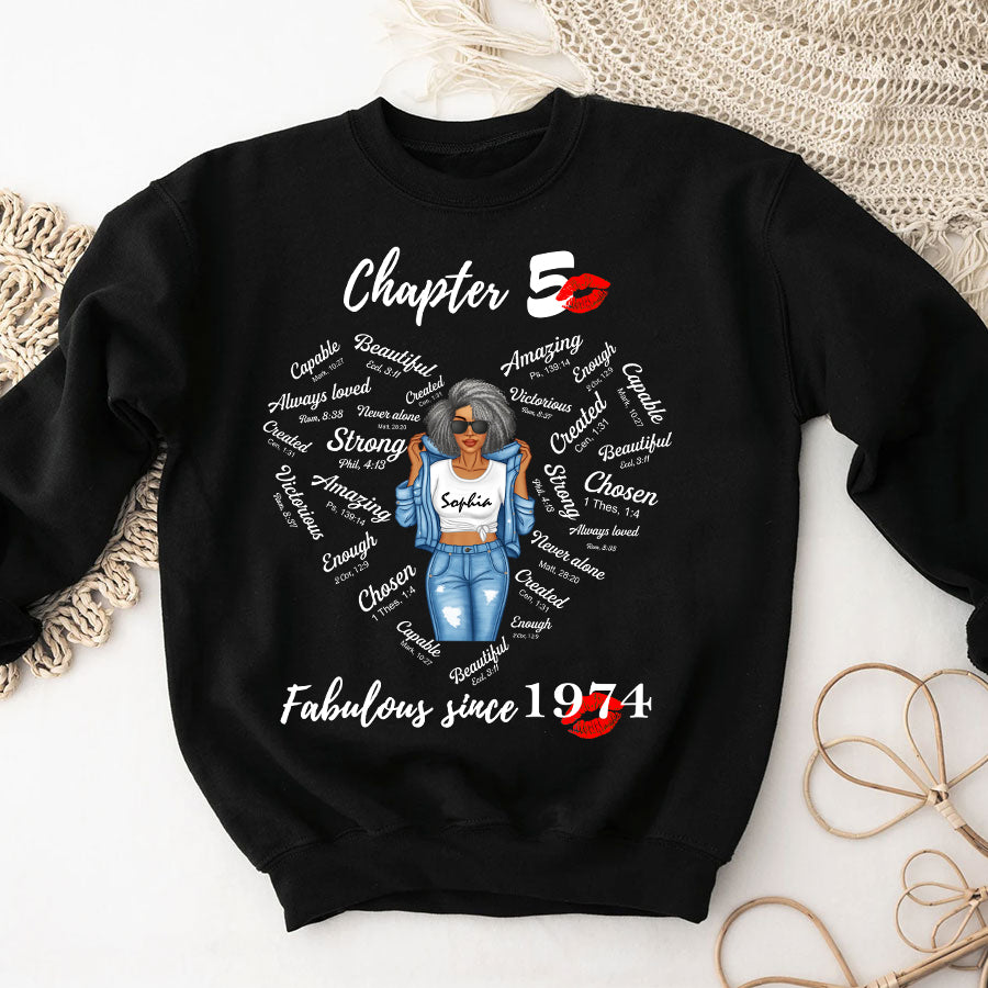 Chapter 50, Fabulous Since 1974 50th Birthday Unique T Shirt For Woman, Her Gifts For 50 Years Old , Turning 50 Birthday Cotton Shirt-TLQ