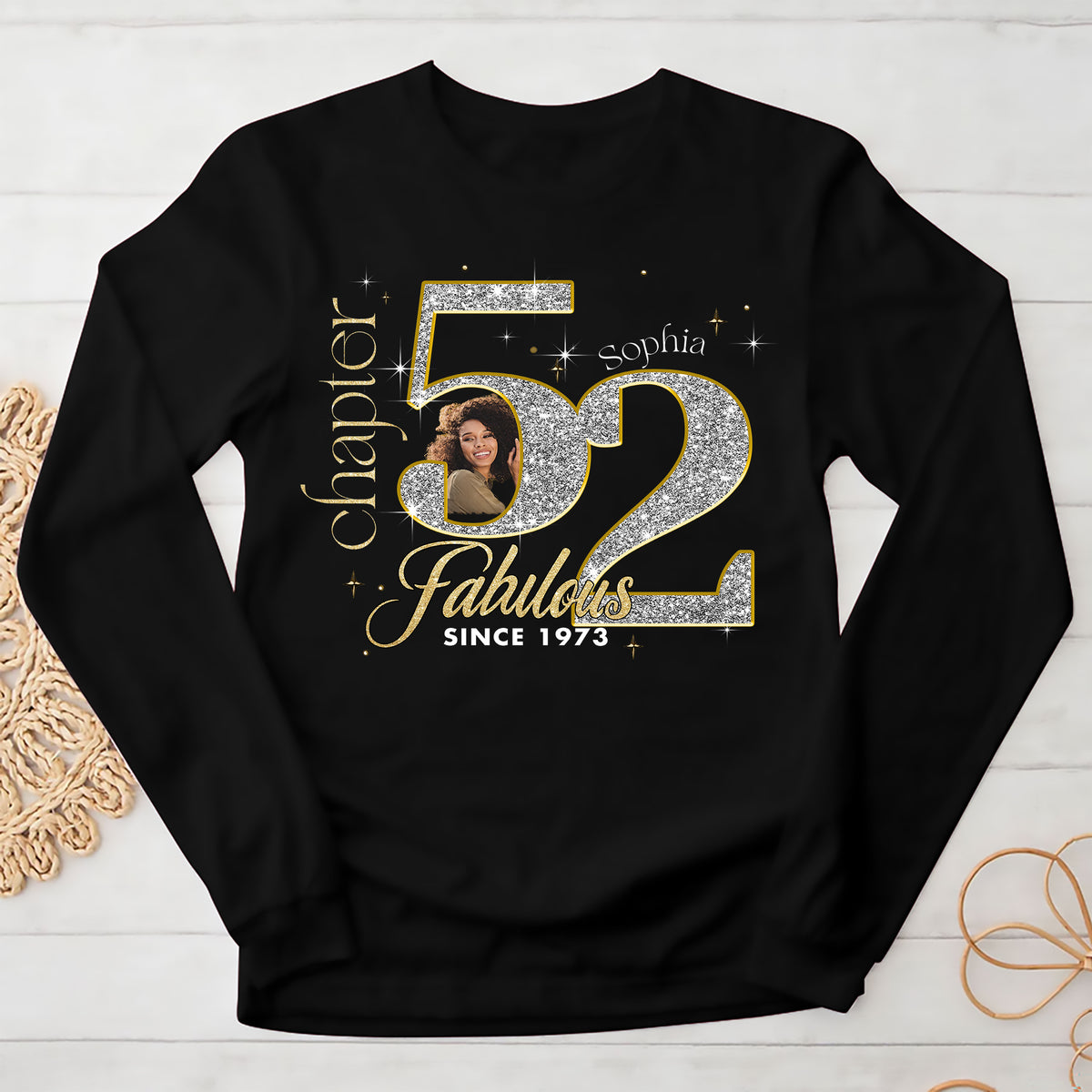 Custom Face Photo 52&#39;s Birthday Shirt, Fabulous Since 1973 52nd Birthday Unique T Shirt For Woman, Custom Birthday Shirt, Her Gifts For 52 Years Old , Turning 52 Birthday Cotton Shirt-YPT-ALK