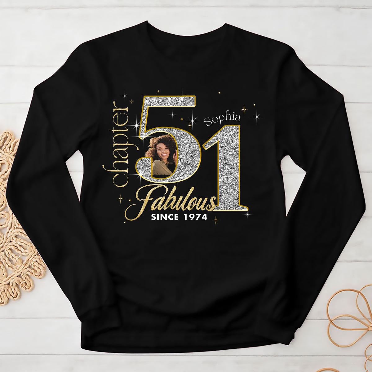 Custom Face Photo 51&#39;s Birthday Shirt, Fabulous Since 1974 51st Birthday Unique T Shirt For Woman, Custom Birthday Shirt, Her Gifts For 51 Years Old , Turning 51 Birthday Cotton Shirt-YPT-ALK