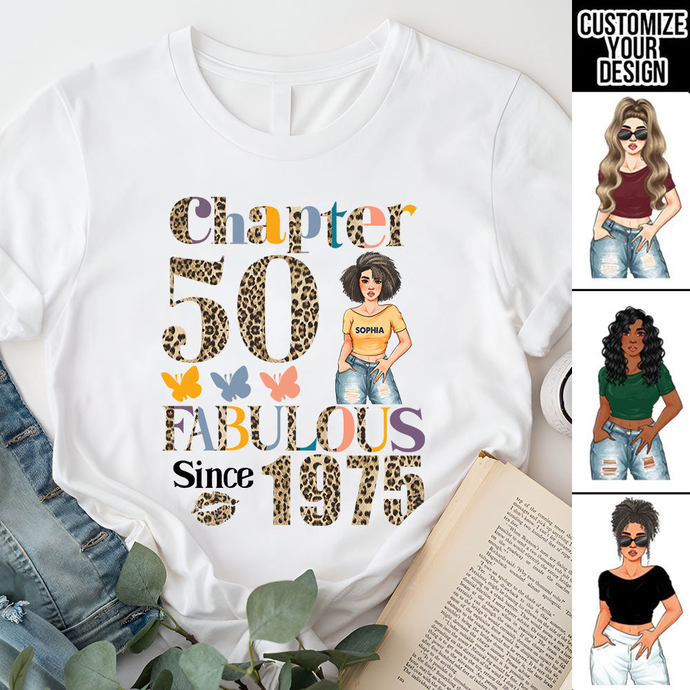 Chapter 50, Fabulous Since 1975 50th Birthday Unique T Shirt For Woman, Custom Birthday Shirt, Her Gifts For 50 Years Old , Turning 50 Birthday Cotton Shirt - YPT-HCT