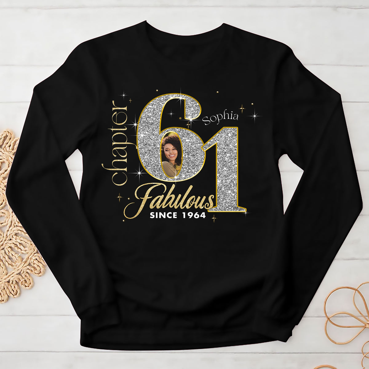 Custom Face Photo 61&#39;s Birthday Shirt, Fabulous Since 1964 61st Birthday Unique T Shirt For Woman, Custom Birthday Shirt, Her Gifts For 61 Years Old , Turning 61 Birthday Cotton Shirt-YPT-ALK