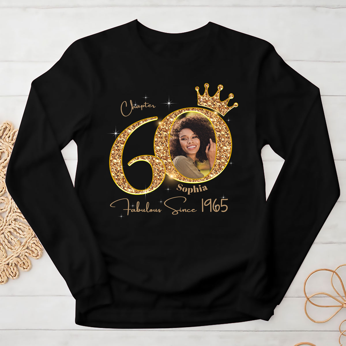 Chapter 60, Fabulous Since 1965 60th Birthday Unique T Shirt For Woman, Custom Photo Birthday Shirt, Her Gifts For 60 Years Old , Turning 60 Birthday Cotton Shirt-YPT-ALK