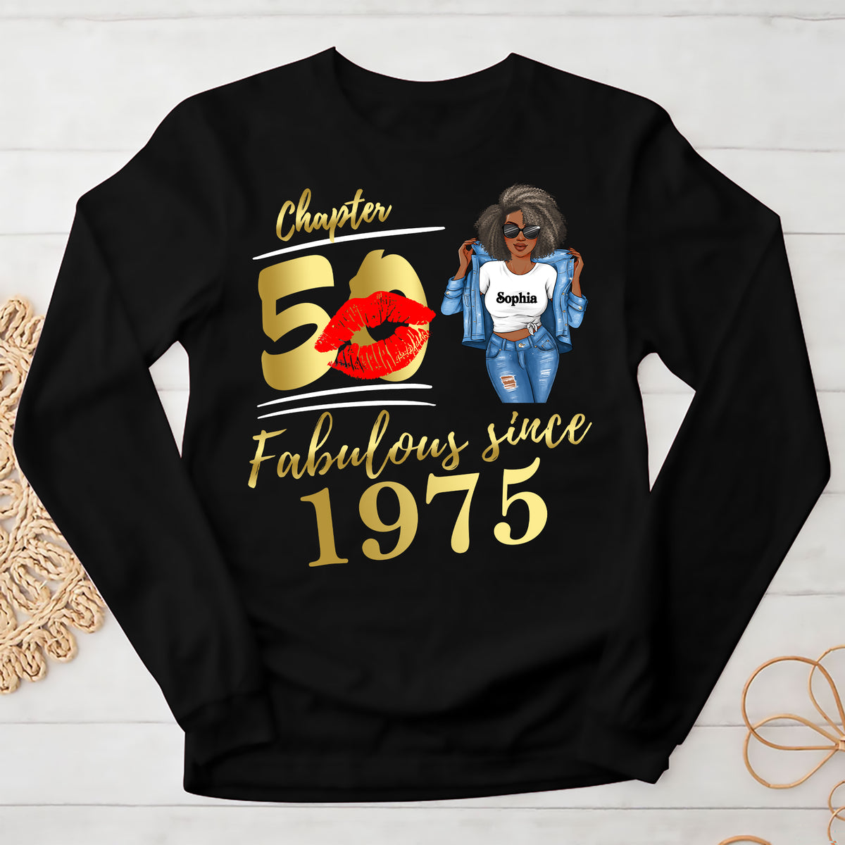 Personalized Chapter 50, Fabulous Since 1975 50th Birthday Unique T Shirt For Woman, Custom Birthday Shirt, Her Gifts For 50 Years Old , Turning 50 Birthday Cotton Shirt-YPT-ALK