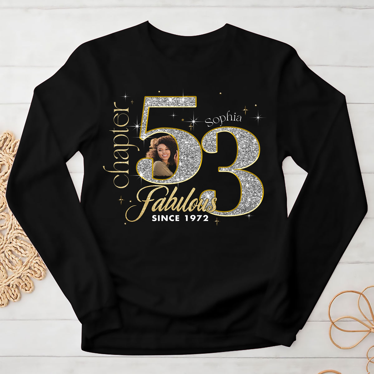 Custom Face Photo 53&#39;s Birthday Shirt, Fabulous Since 1972 53rd Birthday Unique T Shirt For Woman, Custom Birthday Shirt, Her Gifts For 53 Years Old , Turning 53 Birthday Cotton Shirt-YPT-ALK