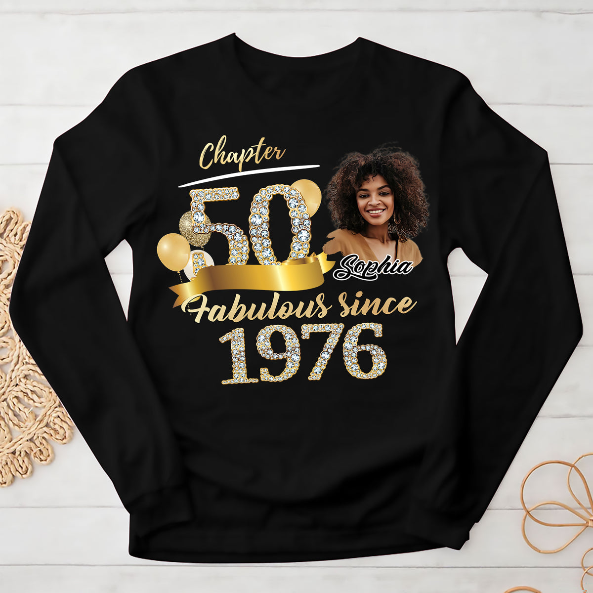 Custom Face Photo 50's Birthday Shirt, Fabulous Since 1976 50th Birthday Unique T Shirt For Woman, Custom Birthday Shirt, Her Gifts For 50 Years Old, Custom Picture Tee, Personalized Birthday Shirt-YPT-ALK