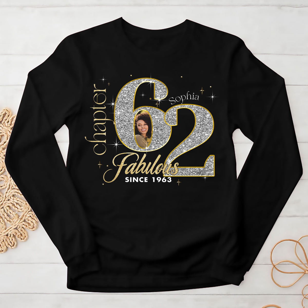 Custom Face Photo 62&#39;s Birthday Shirt, Fabulous Since 1963 62nd Birthday Unique T Shirt For Woman, Custom Birthday Shirt, Her Gifts For 62 Years Old , Turning 62 Birthday Cotton Shirt-YPT-ALK