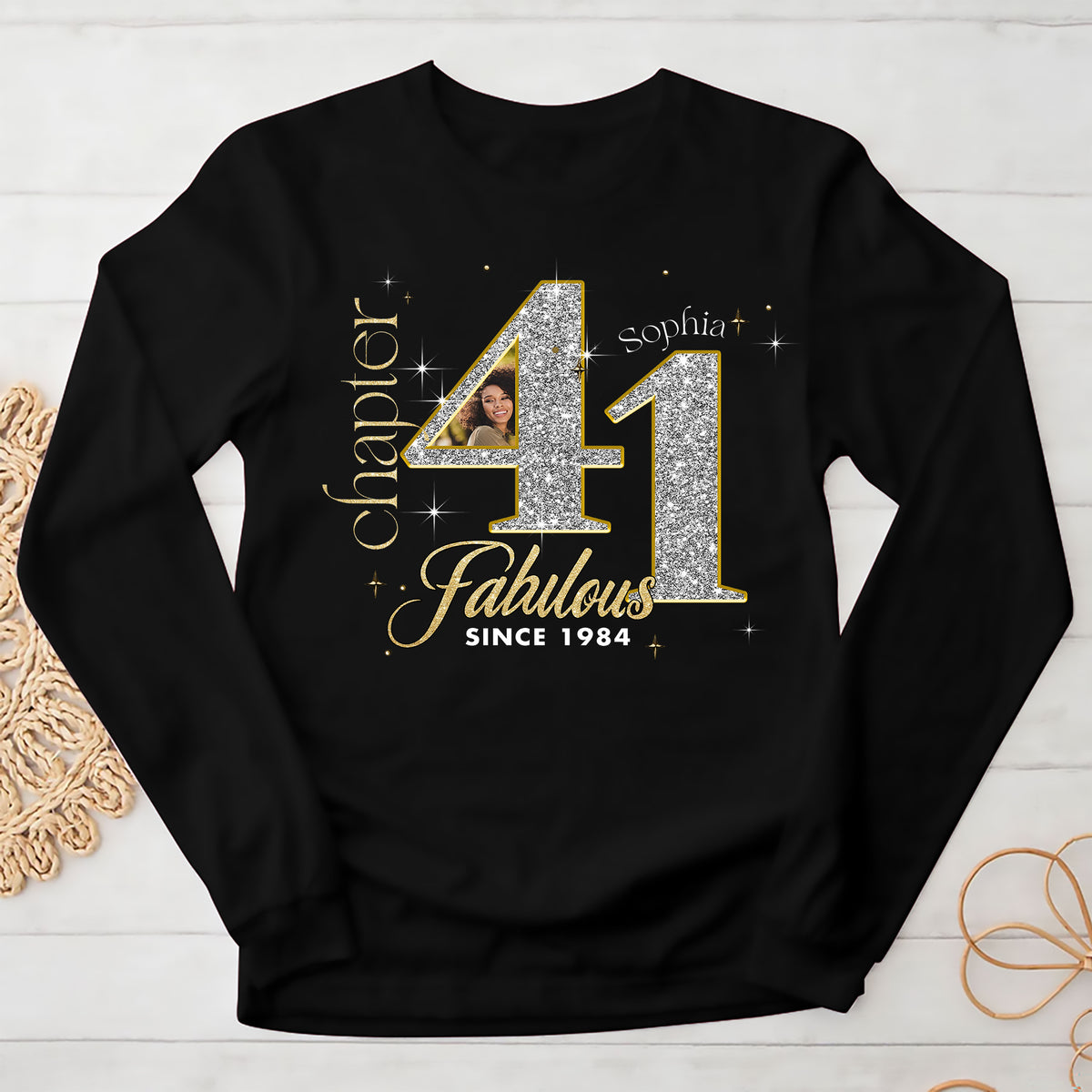 Custom Face Photo 41&#39;s Birthday Shirt, Fabulous Since 1984 41st Birthday Unique T Shirt For Woman, Custom Birthday Shirt, Her Gifts For 41 Years Old , Turning 41 Birthday Cotton Shirt-YPT-ALK