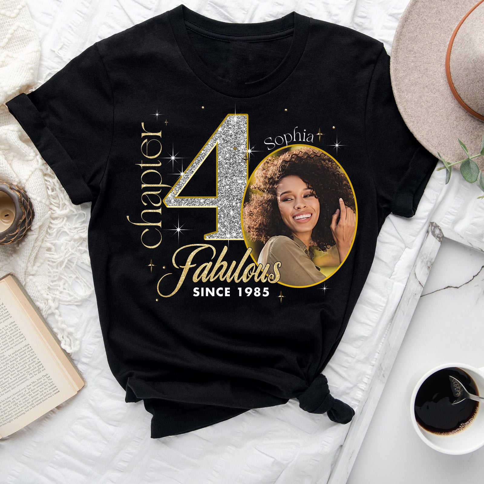 Custom Face Photo 40's Birthday Shirt, Fabulous Since 1985 40th Birthday Unique T Shirt For Woman, Custom Birthday Shirt, Her Gifts For 40 Years Old , Turning 40 Birthday Cotton Shirt-YPT-ALK