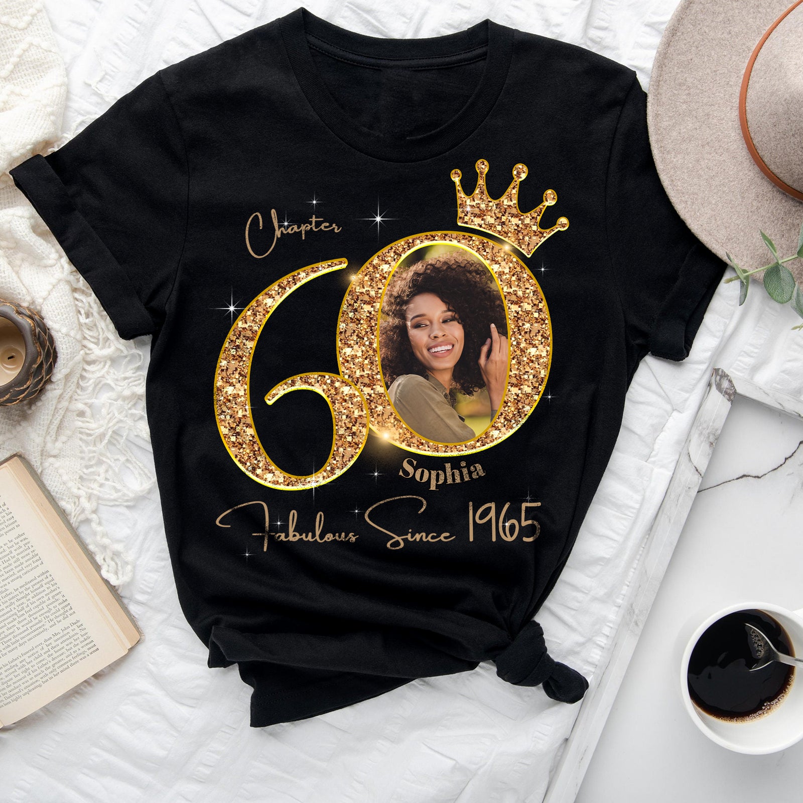 Chapter 60, Fabulous Since 1965 60th Birthday Unique T Shirt For Woman, Custom Photo Birthday Shirt, Her Gifts For 60 Years Old , Turning 60 Birthday Cotton Shirt-YPT-ALK