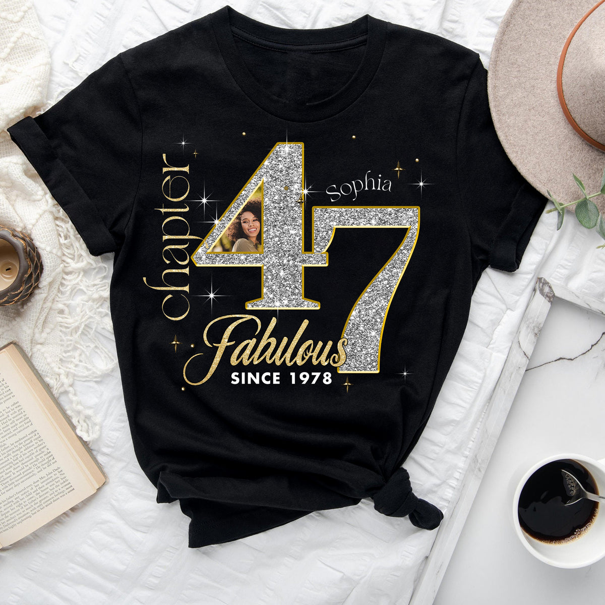 Custom Face Photo 47&#39;s Birthday Shirt, Fabulous Since 1978 47th Birthday Unique T Shirt For Woman, Custom Birthday Shirt, Her Gifts For 47 Years Old , Turning 47 Birthday Cotton Shirt-YPT-ALK