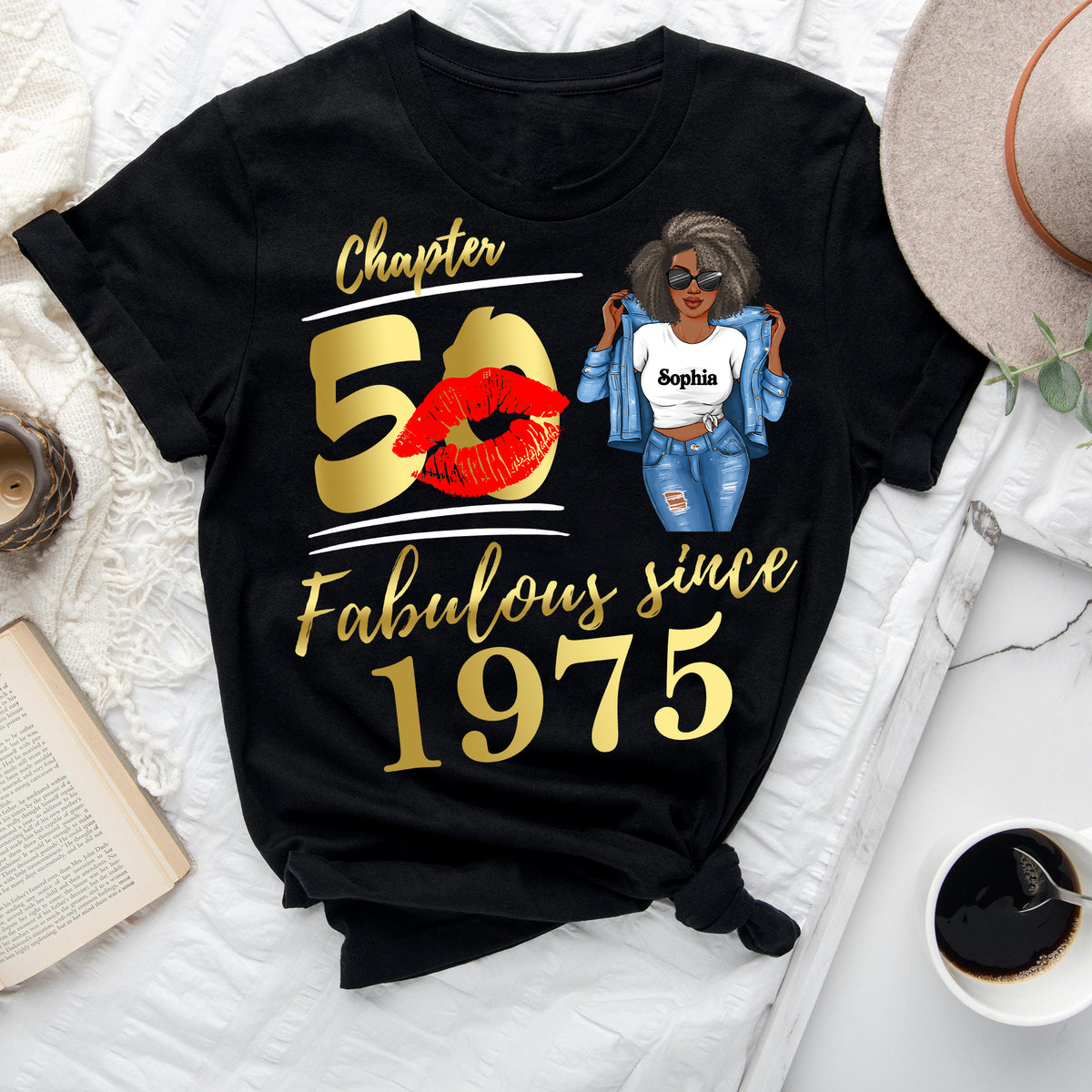 Personalized Chapter 50, Fabulous Since 1975 50th Birthday Unique T Shirt For Woman, Custom Birthday Shirt, Her Gifts For 50 Years Old , Turning 50 Birthday Cotton Shirt-YPT-ALK