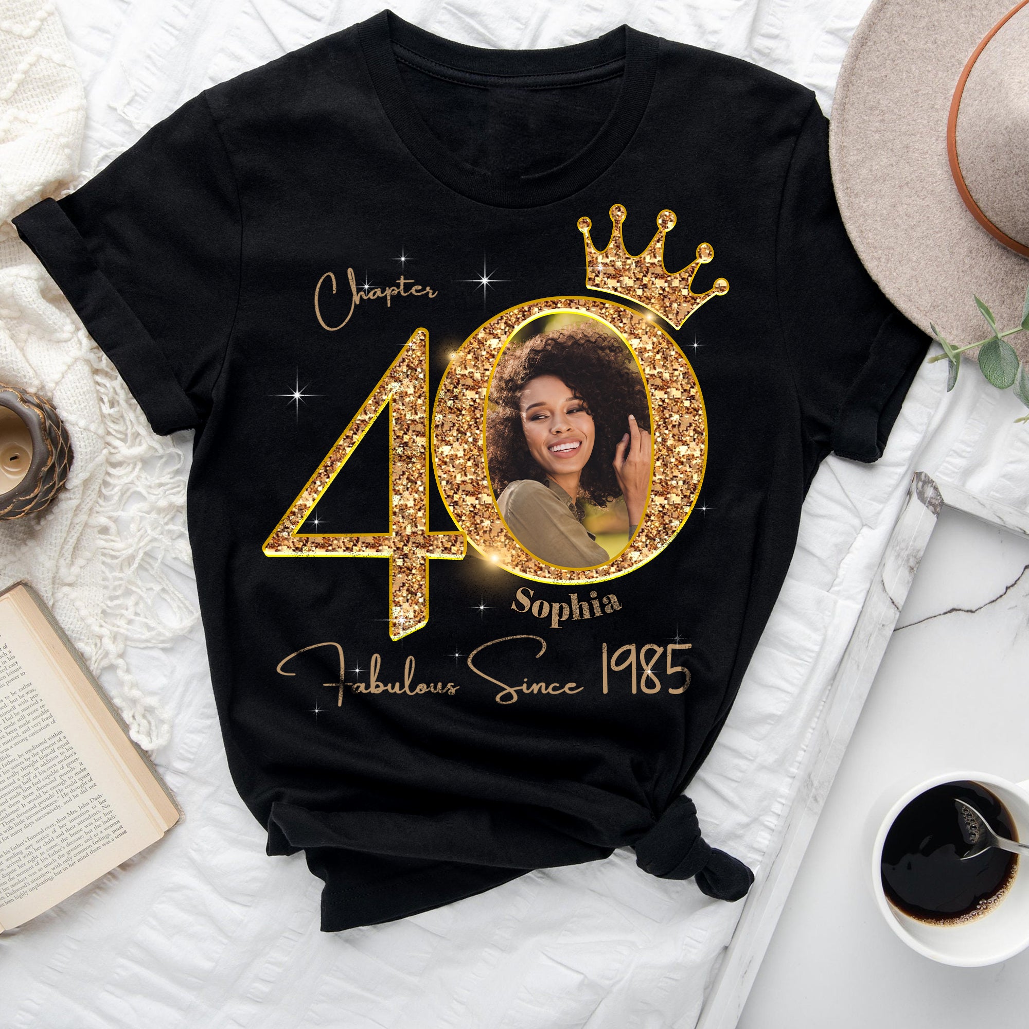 Chapter 40, Fabulous Since 1985 40th Birthday Unique T Shirt For Woman, Custom Photo Birthday Shirt, Her Gifts For 40 Years Old , Turning 40 Birthday Cotton Shirt-YPT-ALK