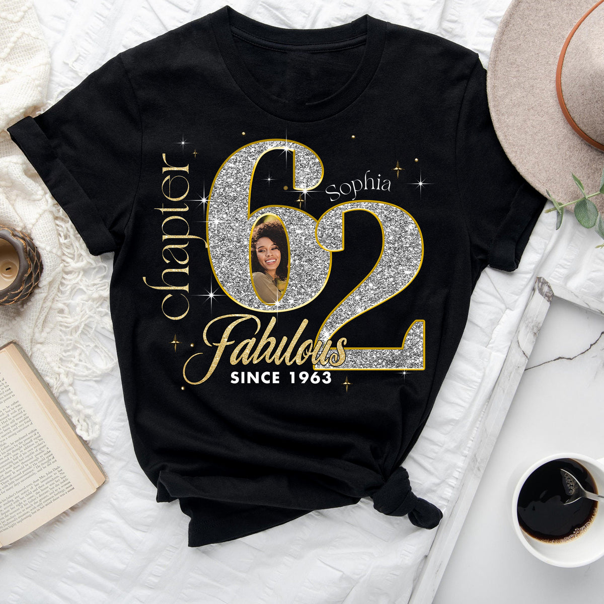 Custom Face Photo 62&#39;s Birthday Shirt, Fabulous Since 1963 62nd Birthday Unique T Shirt For Woman, Custom Birthday Shirt, Her Gifts For 62 Years Old , Turning 62 Birthday Cotton Shirt-YPT-ALK