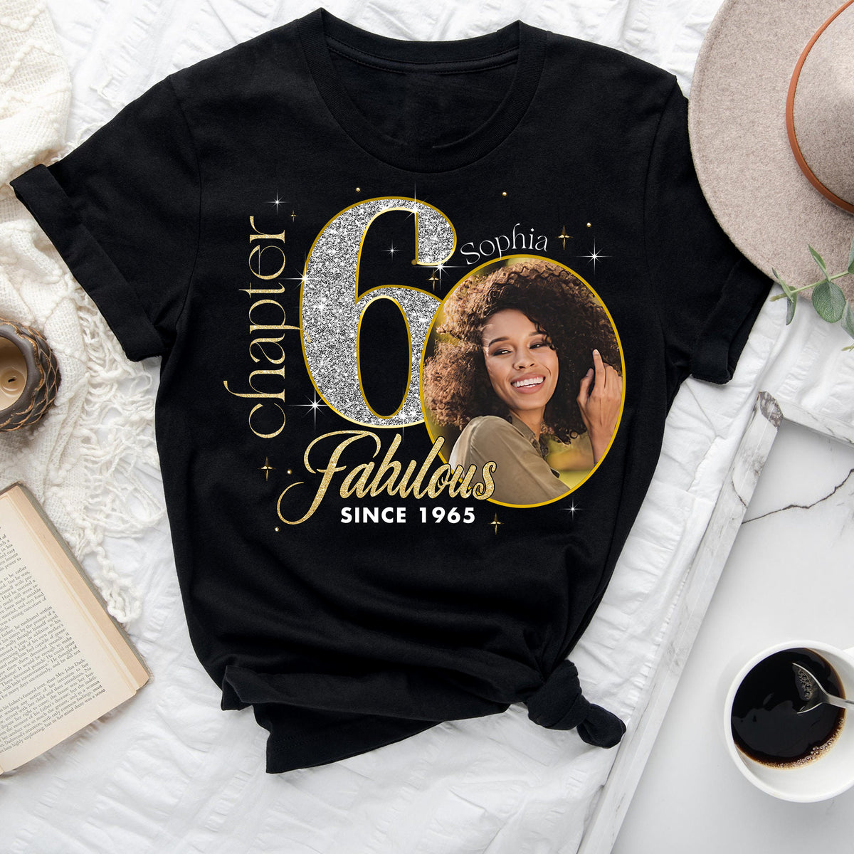 Custom Face Photo 60&#39;s Birthday Shirt, Fabulous Since 1965 60th Birthday Unique T Shirt For Woman, Custom Birthday Shirt, Her Gifts For 60 Years Old , Turning 60 Birthday Cotton Shirt-YPT-ALK