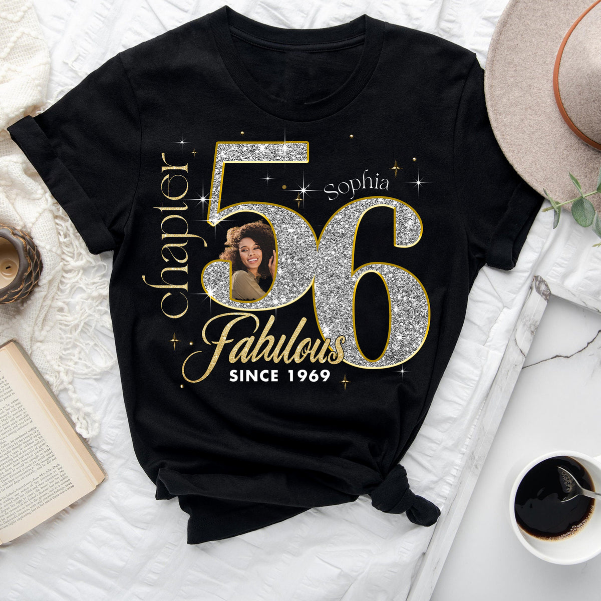 Custom Face Photo 56&#39;s Birthday Shirt, Fabulous Since 1969 56th Birthday Unique T Shirt For Woman, Custom Birthday Shirt, Her Gifts For 56 Years Old , Turning 56 Birthday Cotton Shirt-YPT-ALK