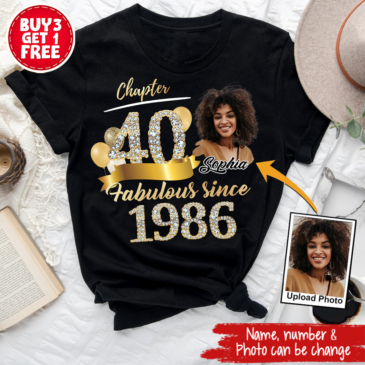 Custom Face Photo 40's Birthday Shirt, Fabulous Since 1986 40th Birthday Unique T Shirt For Woman, Custom Birthday Shirt, Her Gifts For 40 Years Old , Turning 40 Birthday Cotton Shirt-YPT-ALK