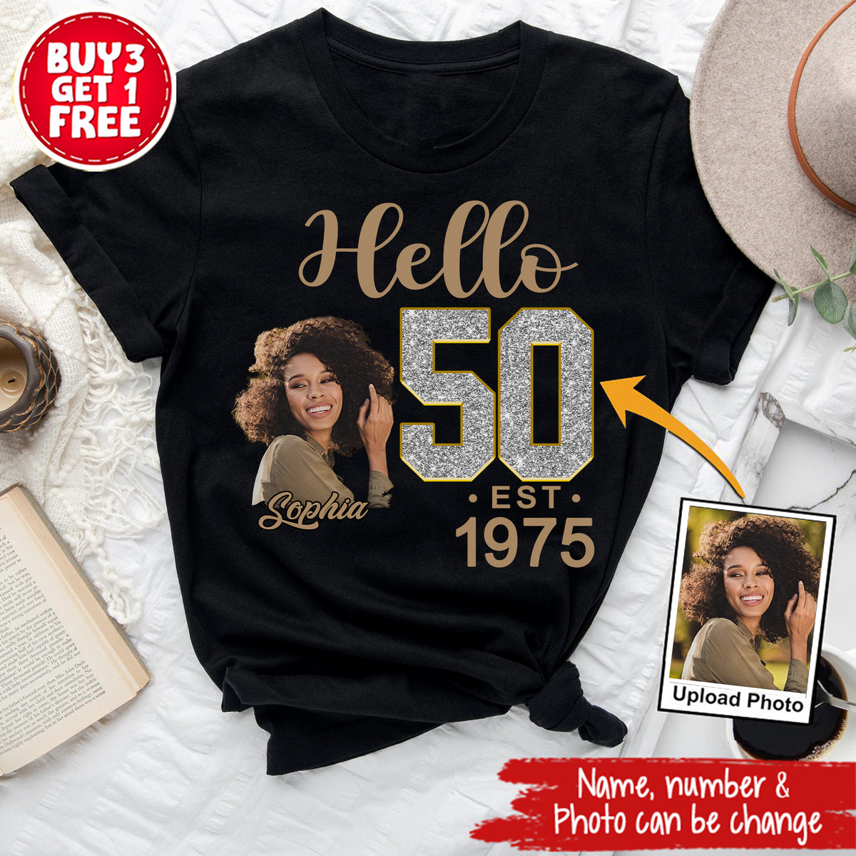 50th Birthday Shirts, Custom Photo Birthday Shirts, Turning 50 Shirt, Gifts For Women Turning 50, 50 And Fabulous Shirt, 1975 Shirt, 50th Birthday Shirts For Her-YPT-ALK