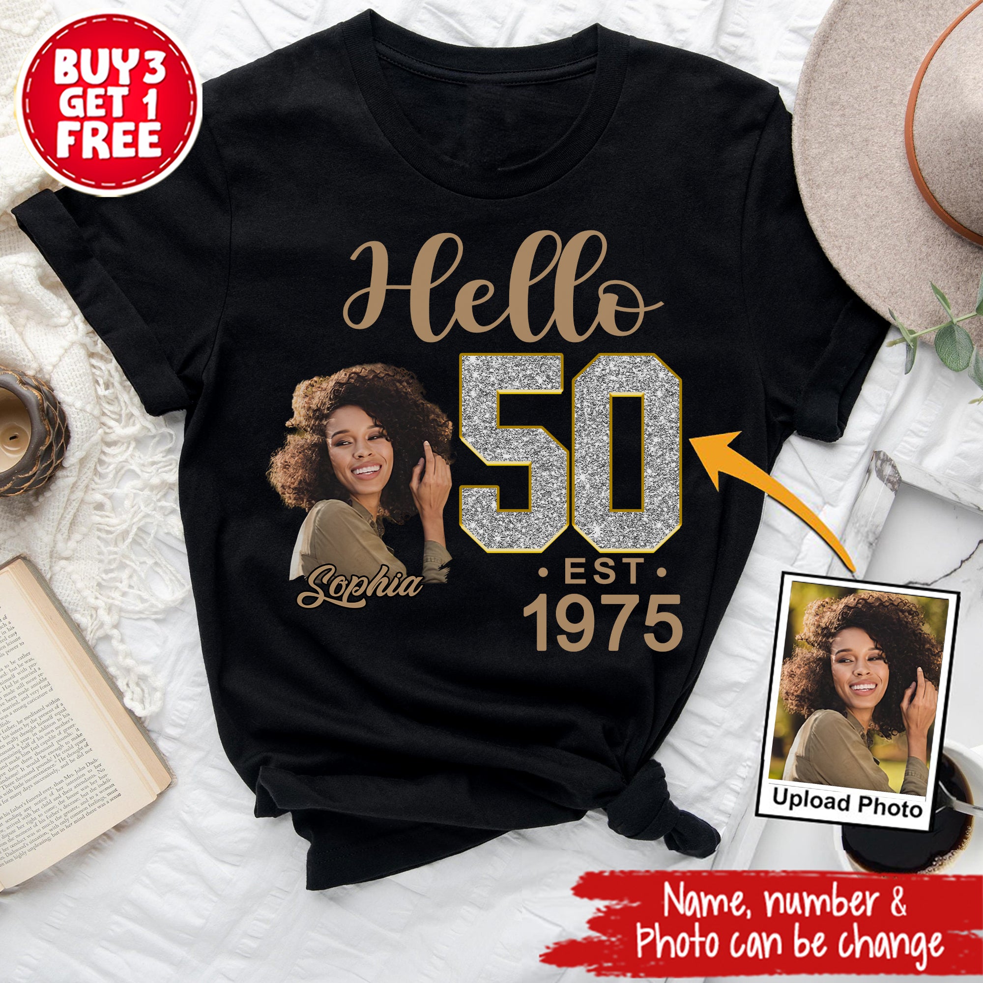 50th Birthday Shirts, Custom Photo Birthday Shirts, Turning 50 Shirt, Gifts For Women Turning 50, 50 And Fabulous Shirt, 1975 Shirt, 50th Birthday Shirts For Her-YPT-ALK