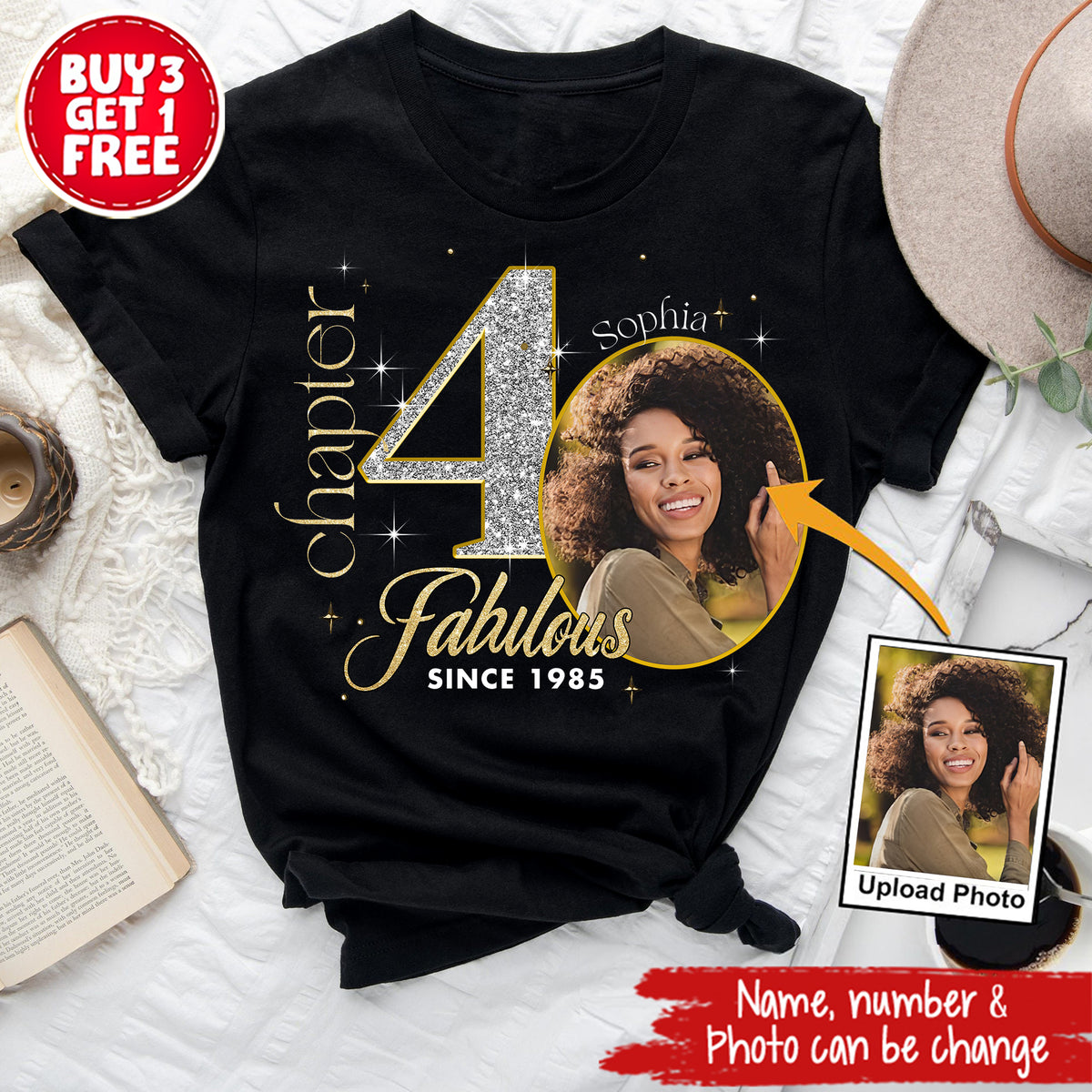 Custom Face Photo 40&#39;s Birthday Shirt, Fabulous Since 1985 40th Birthday Unique T Shirt For Woman, Custom Birthday Shirt, Her Gifts For 40 Years Old , Turning 40 Birthday Cotton Shirt-YPT-ALK