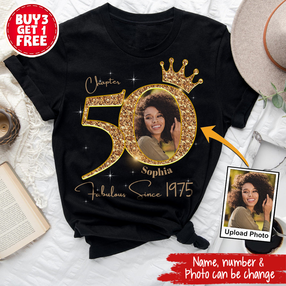 50th Birthday Shirts, Custom Photo Birthday Shirts, Turning 50 Shirt, Gifts For Women Turning 50, 50 And Fabulous Shirt, 1975 Shirt, 50th Birthday Shirts For Her-YPT-ALK