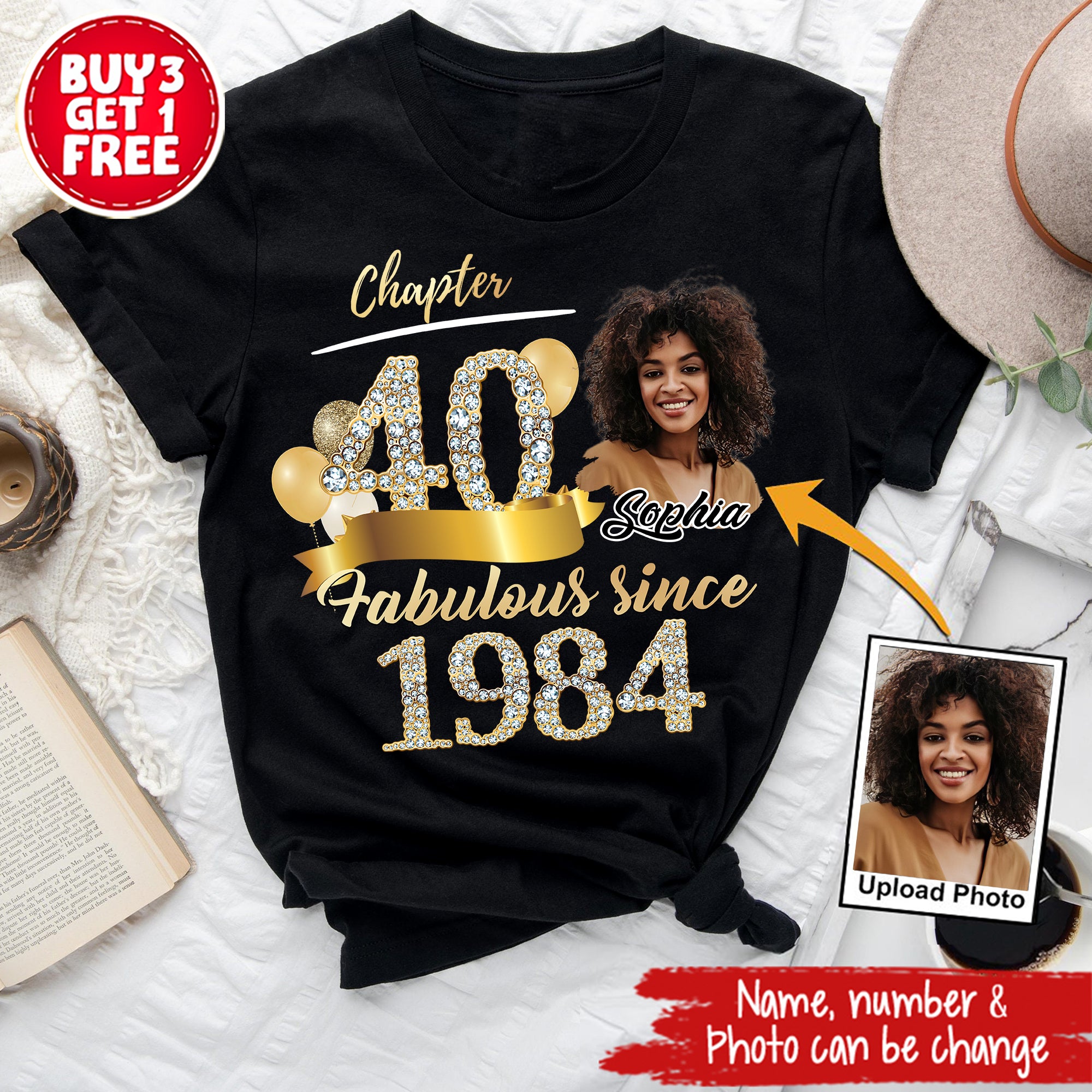 Custom Face Photo 40's Birthday Shirt, Fabulous Since 1984 40th Birthday Unique T Shirt For Woman, Custom Birthday Shirt, Her Gifts For 40 Years Old , Turning 40 Birthday Cotton Shirt-YPT-ALK