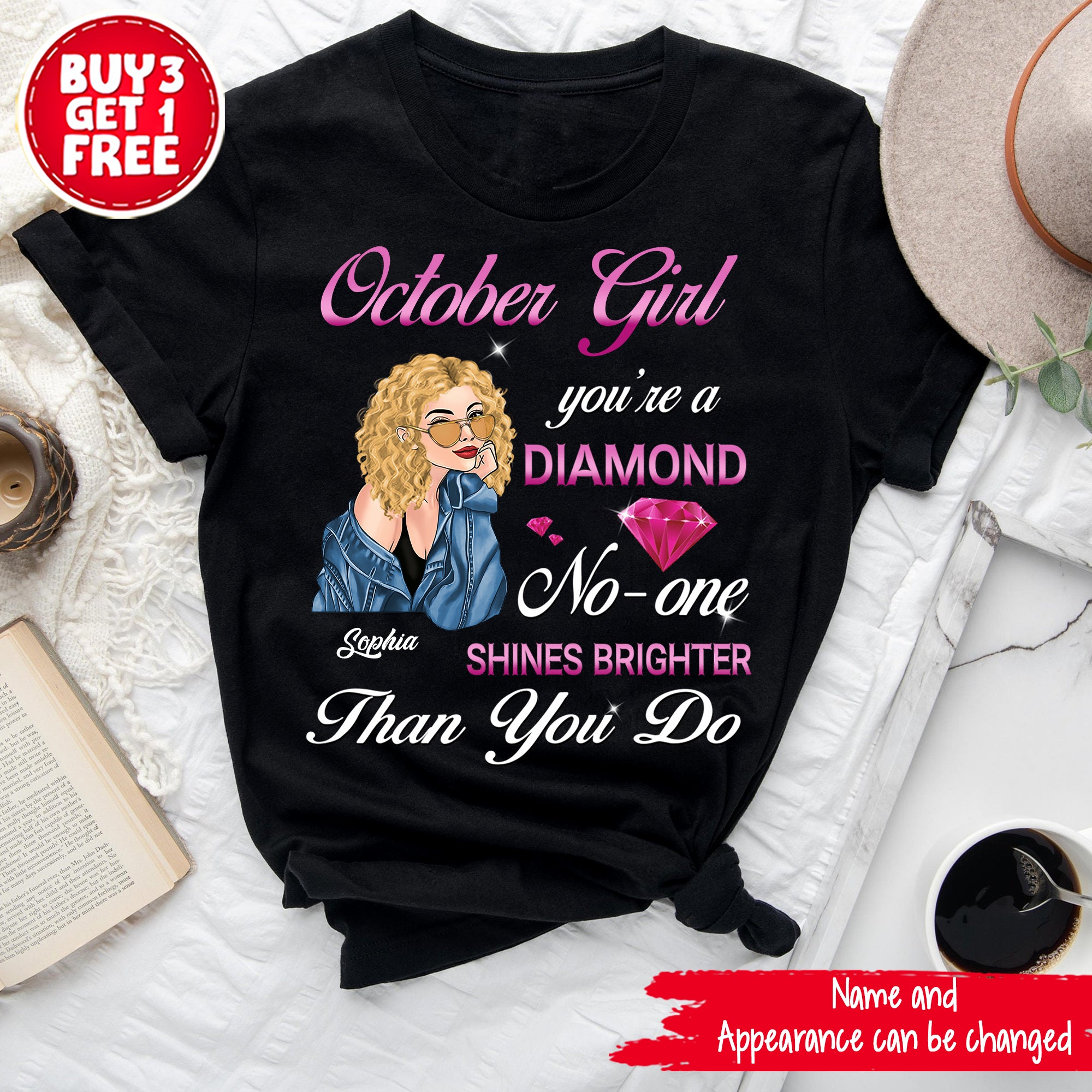 Custom October Birthday Shirt For Woman, Queens are Born In October Gifts, Melanin Afro Woman Shirt, Black Girl Tee, Afro Queen Gift-YPT-ALK