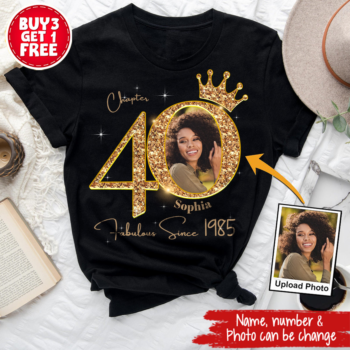 Chapter 40, Fabulous Since 1985 40th Birthday Unique T Shirt For Woman, Custom Photo Birthday Shirt, Her Gifts For 40 Years Old , Turning 40 Birthday Cotton Shirt-YPT-ALK