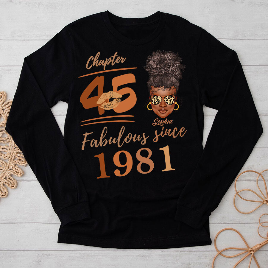 Chapter 45, Fabulous Since 1981 45th Birthday Unique T Shirt For Woman, Her Gifts For 45 Years Old , Turning 45 Birthday Cotton Shirt TLQ