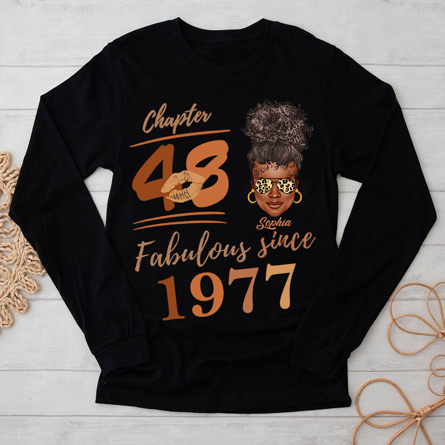 Chapter 48, Fabulous Since 1977 48th Birthday Unique T Shirt For Woman, Her Gifts For 48 Years Old , Turning 48 Birthday Cotton Shirt TLQ
