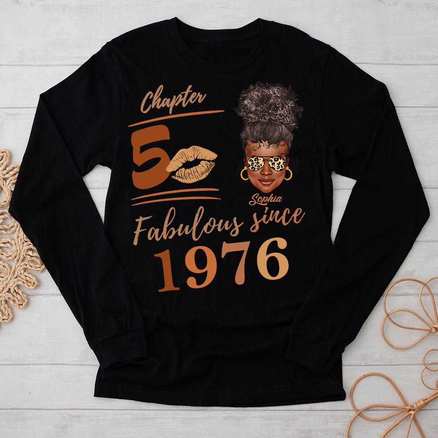 Chapter 50, Fabulous Since 1976 50th Birthday Unique T Shirt For Woman, Her Gifts For 50 Years Old , Turning 50 Birthday Cotton Shirt - TLQ