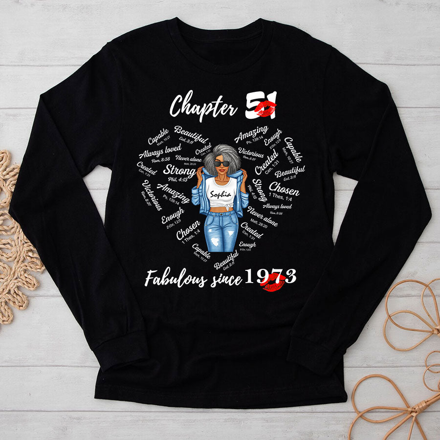 Chapter 51, Fabulous Since 1973 51st Birthday Unique T Shirt For Woman, Her Gifts For 51 Years Old , Turning 51 Birthday Cotton Shirt-TLQ