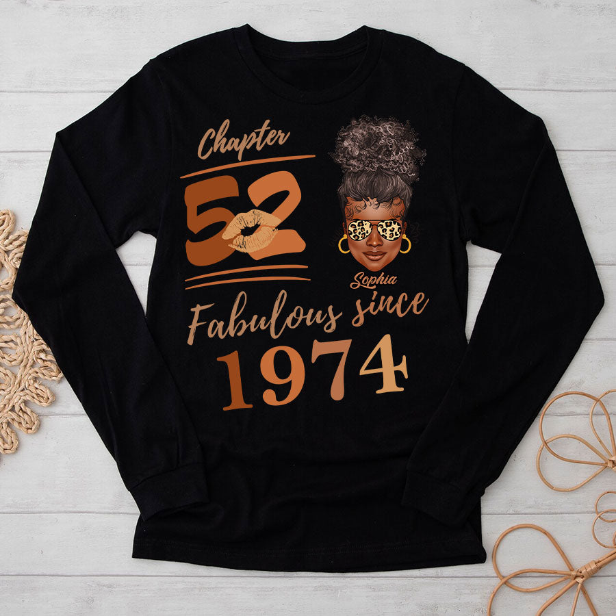 Chapter 52, Fabulous Since 1974 52nd Birthday Unique T Shirt For Woman, Her Gifts For 52 Years Old , Turning 52 Birthday Cotton Shirt TLQ
