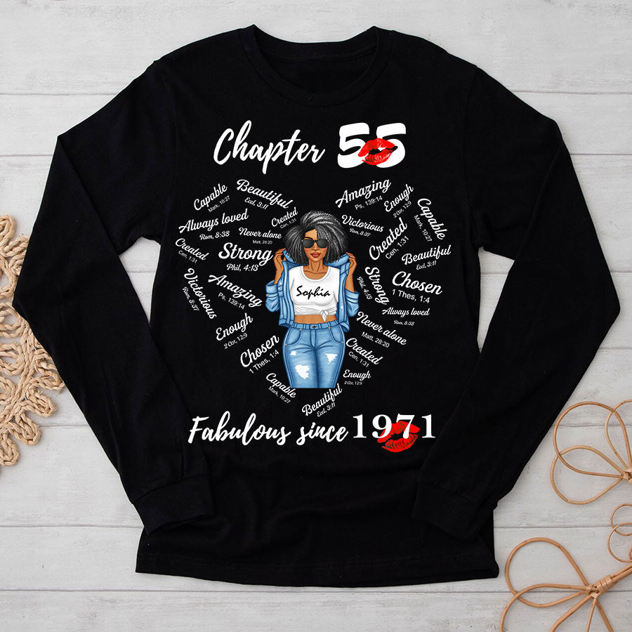 Chapter 55, Fabulous Since 1971 55th Birthday Unique T Shirt For Woman, Her Gifts For 55 Years Old , Turning 55 Birthday Cotton Shirt-TLQ