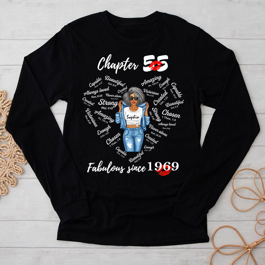 Chapter 55, Fabulous Since 1969 55th Birthday Unique T Shirt For Woman, Her Gifts For 55 Years Old , Turning 55 Birthday Cotton Shirt-TLQ