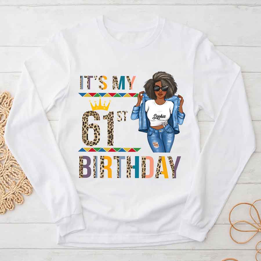 Personalized 61st Birthday Shirts, Custom Birthday Shirts, Turning 61 Shirt, Gifts For Women Turning 61, 61 And Fabulous Shirt, 61st Birthday Shirts For Her-YPT-HCT