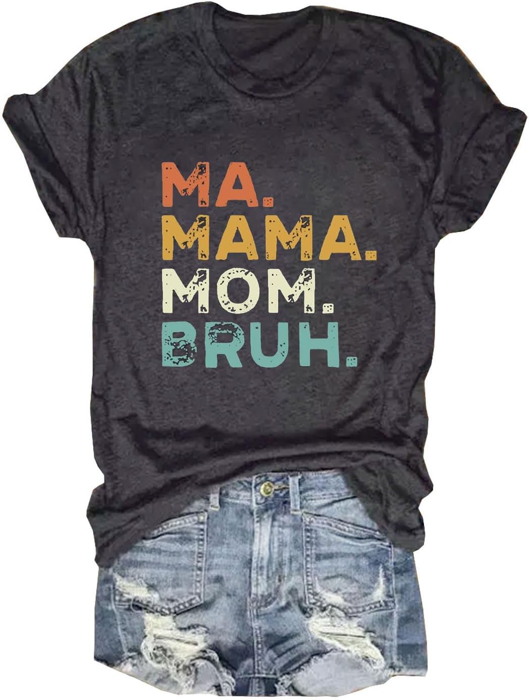 MQSVPUT Mama Shirts Women Mama Mommy Mom Bruh Shirt Mom Graphic Tshirt Mother&#39;s Day Shirt Casual Short Sleeve Tops Tees
